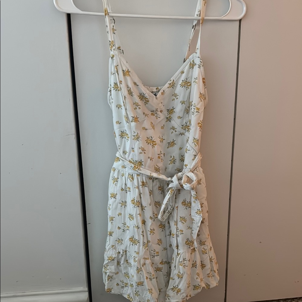 Floral White Romper with Yellow Accents